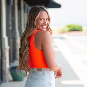 Show Me Your Mumu NEON Orange Best Bodysuit Size Large NWOT